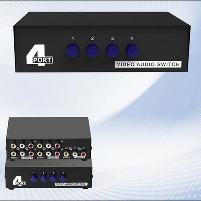 4-weg AV-schakelaar RCA-schakelaar, 4 in 4 uit Stereo L/R Audioselectiebox, Aluminium Multifunctionele Audioschakelaarsplitter met IR-afstandsbediening voor Dvd, Gameconsoles, Tv, Luidsprekers