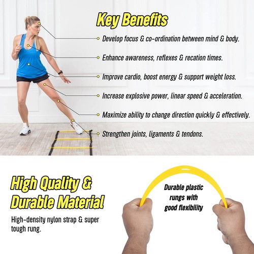20ft Sports Agility Ladder for Men Women and Kids, Speed Youth Soccer Agility... - Picture 4 of 7