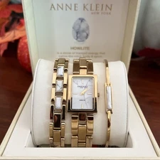 Anne Klein New York Ladies Howlite Bracelet & Watch Set New