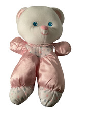 Vtg 1992 FISHER PRICE Plush Pink Satin TEDDY BEAR Stuffed Animal Lovey 1388