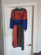 Tory Burch Colorblock Kola Satin Crepe Midi Wrap Dress Size S