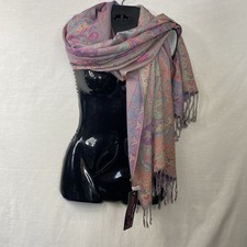 NWT Vintage LOVE JERUSALEM Cashmere Scarf Wrap Multicolor Floral Fringe 28  x 70  