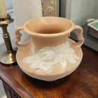 Vintage Weller Pottery Vase - "Cameo Rose" Pattern - 1930's - Peach Background