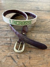 Needlepoint Lacrosse Theme Belt Size 40 Excellent Quality/Condition Brass Buckle