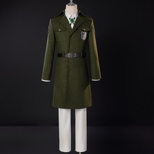 Attack on Titan Survey Corps Army Green Coat Halloween Cosplay Costume Full Set