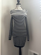 Guess Womens Striped Sweater Dress Off Shoulder Long Sleeve Size XS Bodycon