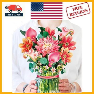 Dear Dahlia 12-Inch 3D Pop-Up Floral Bouquet Card - Perfect for Birthdays