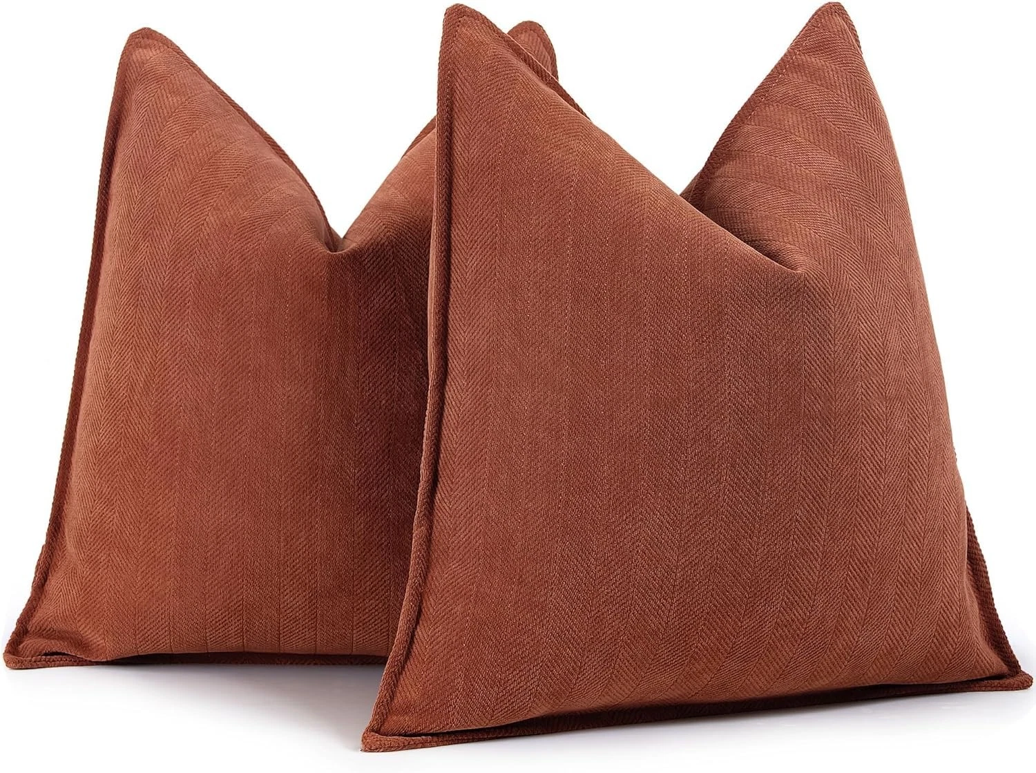 Rust Throw Pillow Covers 18x18 Set of 2 Chenille Fall Pillow Covers W/ Elegant