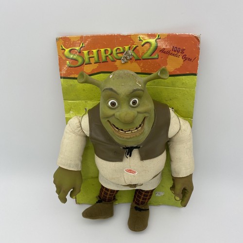 RARO SHREK 2 2004 FELPA NUEVO OGRO PARLANTE SHREK ROTO CABEZA DE PLÁSTICO 15" DREAMWORKS - Imagen 2 de 8