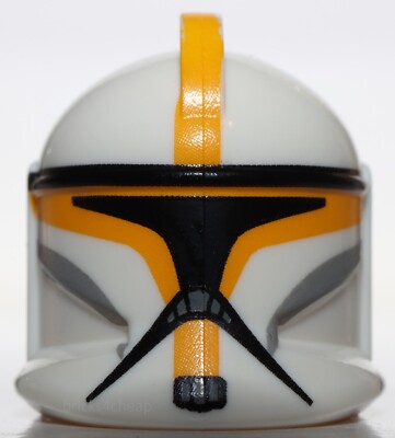 Lego Star Wars White Helmet Clone Trooper Holes Bright Light Orange  Markings