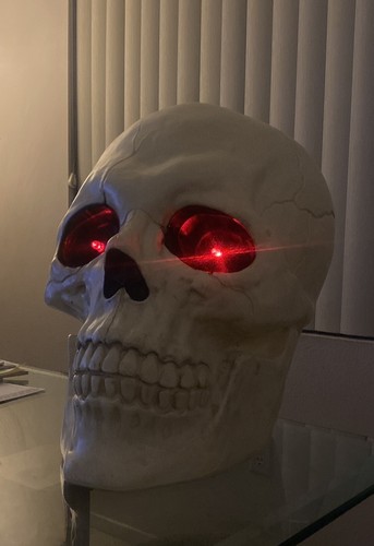 Vintage Halloween Kopf Schädel riesig mit LED Augen, (17” x 12” x 16”) Aufmerksamkeit Getter - Bild 10 von 15