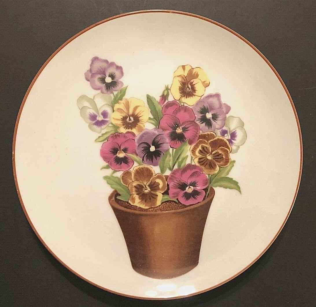 SHEFFORD JAPAN Pansy Bouquet Garden Club Series White Ceramic Salad Plate 8