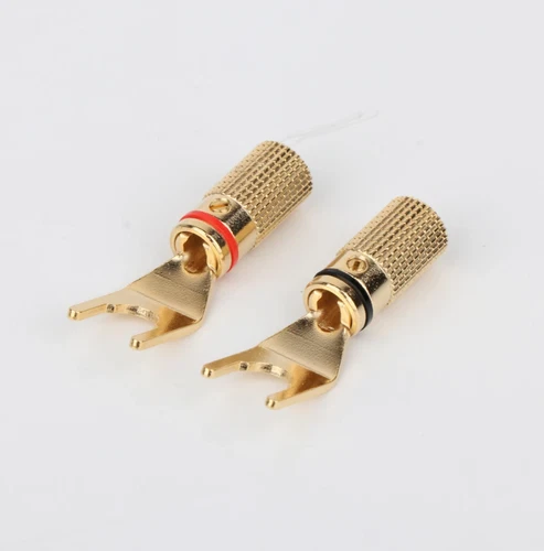 4pz Connettore Altoparlante Terminale Vanga Y Placcato Oro HiFi Audio Y Forcella Spina - Foto 6 di 6