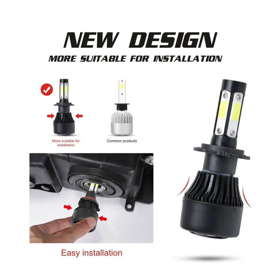 Cubierta de faros LED 5x7" 7x6" + Bombilla LED H4 para Dodge Ram 50 con D150 con D250 con D350 Foto 3 de 4