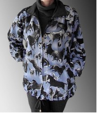 Horse Print Jacket Via Ripatti Designs Reversible Large- Xl Blue Usa Women