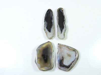94Cts Black Slice Dyed Druzy Agate Matched Pair Fancy Loose Gemstone 32-42MM