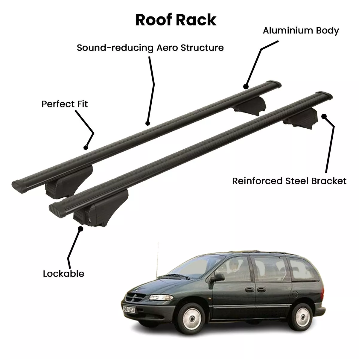 2 Pcs Black Cross Bars for CHRYSLER VOYAGER MPV 1996 2001 eBay