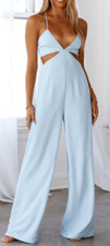 SALE! NWT $105 - Hello Molly Strut it Jumpsuit Baby Blue size XS/2 WideLeg Pnts