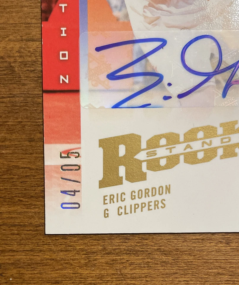 Eric Gordon 2008-09 Upper Deck Rookie Standouts Auto RSEG Clippers Rockets /5 RC - Image 4 of 4