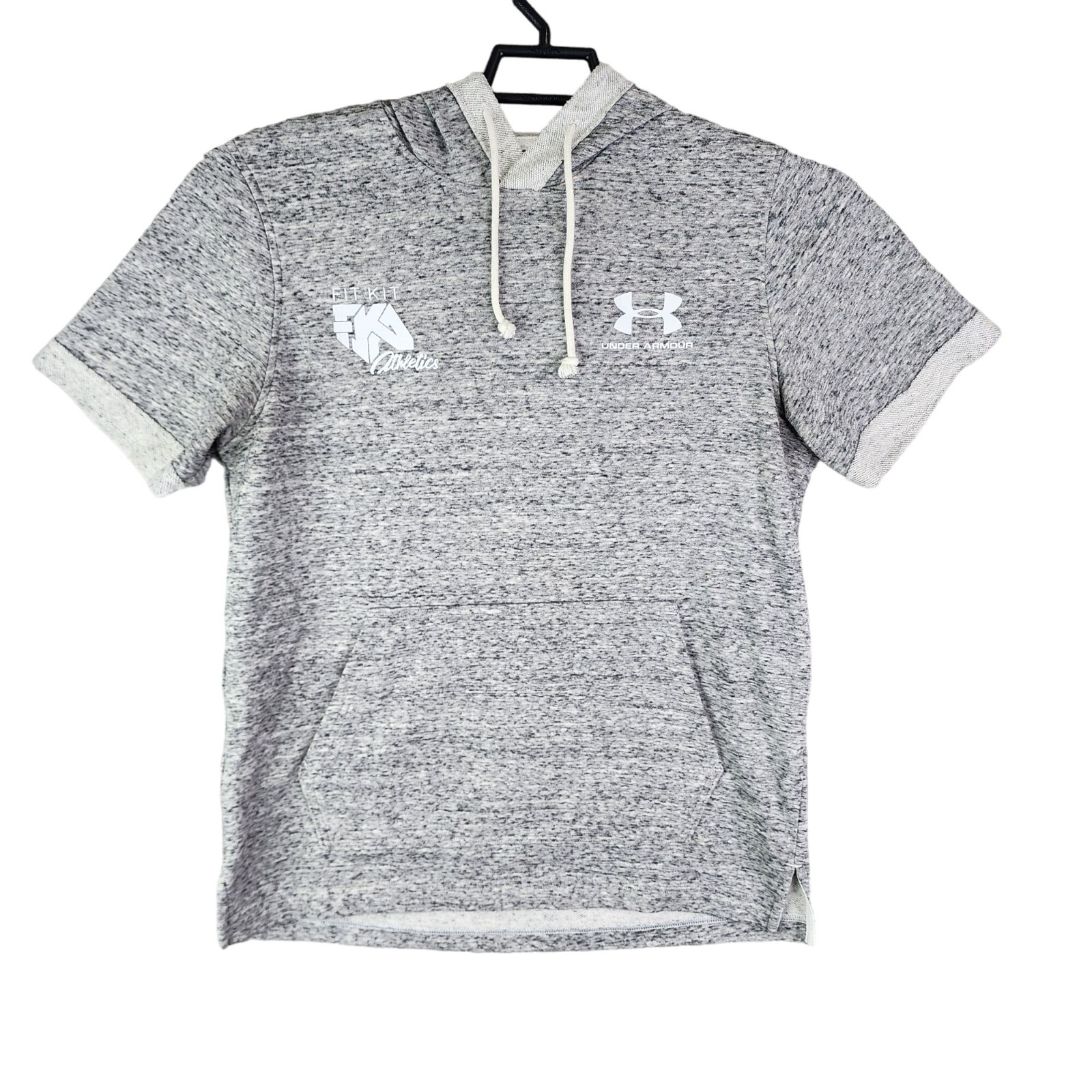 Mens Heather Gray Under Armour Short Sleeve Hoodie Modern Fit Gym
