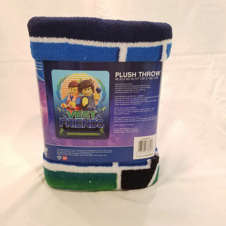 Lego фильм 2 плюшевый плед 46 X 60 жилет друзей мягкое одеяло новый с ярлыками - Изображение 2 из 4