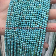 Pretty 4mm Small Natural Blue Turquoise Round Gemstone Loose Beads 15" AAA 