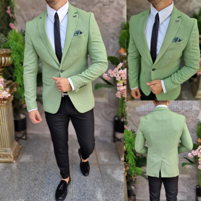 Formal Green Men's Solid Wedding Suit Single Breasted Jacket Peak Lapel Blazers | eBay Formal Green Men's Solid Wedding Suit Single Breasted Jacket Peak Lapel Blazers | eBay