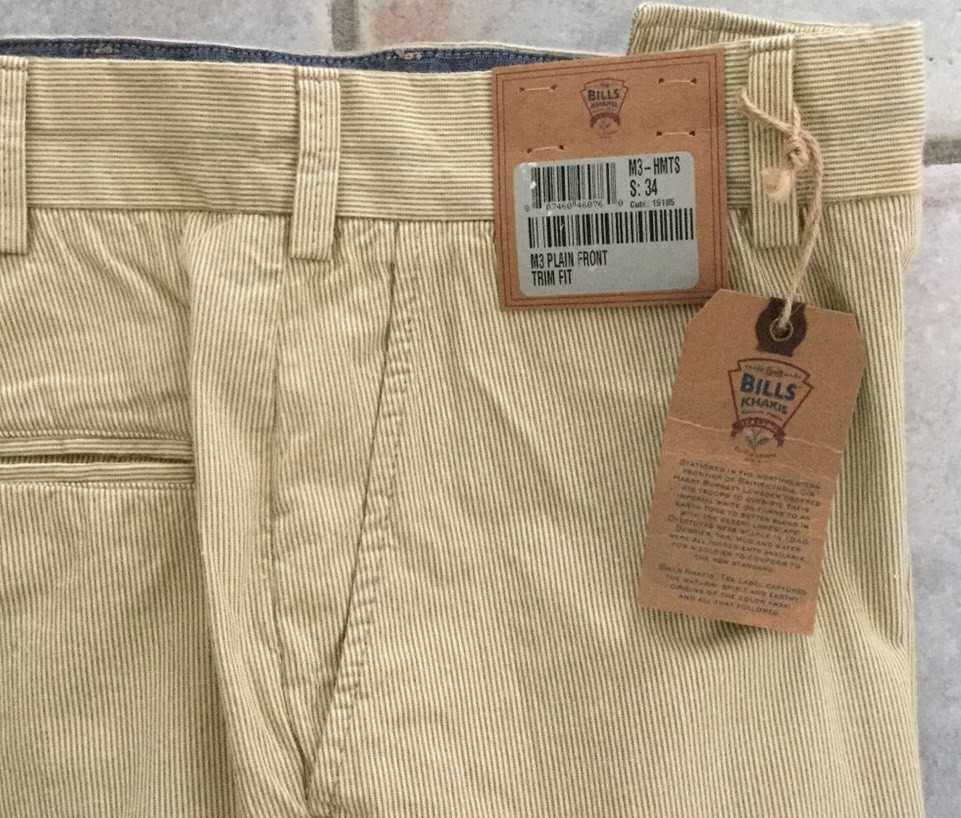 BRAND NEW-Bills khakis M3-HMTS PINPOINT STRIPE GREEN PLAIN TRIM SZ
