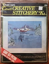 Stitchery Kit Crewel Creative Farm In Winter Original Package 18x22 #411N