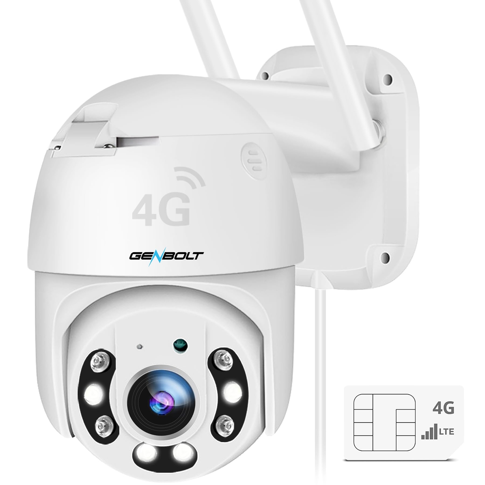 GENBOLT 4G LTE Security Camera Wired Sim Card, PoE Home Surveillance IP Camera