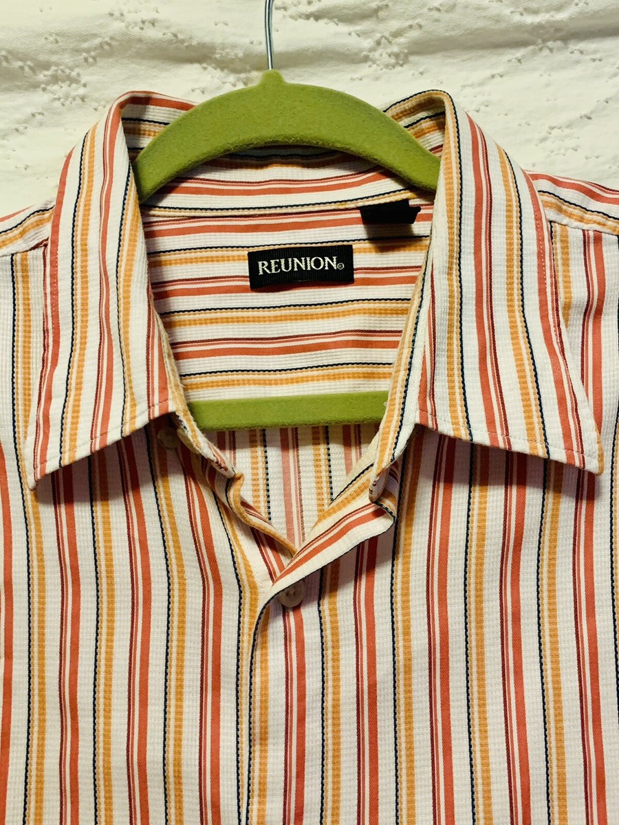 Vintage Reunion Button Up Shirt Mens XL Multicolor Stripe Long