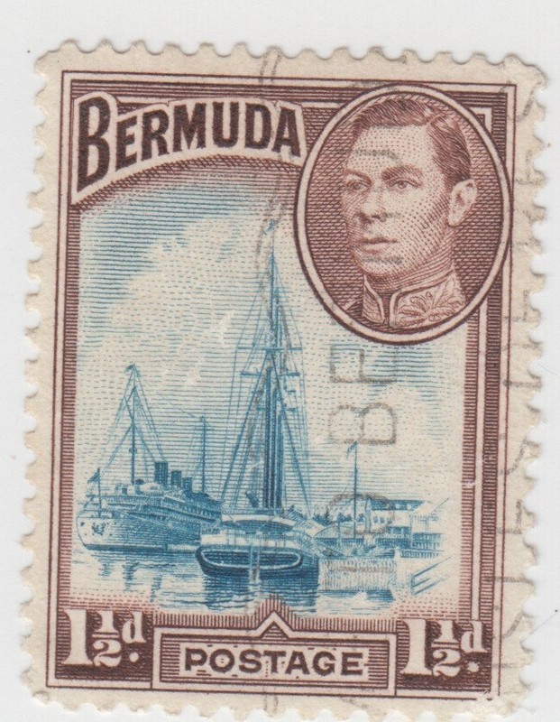 Bermuda 1938. Ships in Hamilton Harbor.  King George VI. Sc# 119 Used. NG