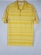 NIKE GOLF TOUR PERFORMANCE DRI-FIT YELLOW STRIPPED POLO SHIRT MENS SMALL