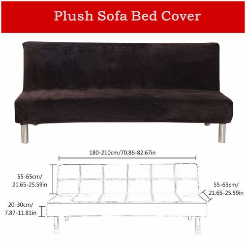 New Plush Armless Sofa Bed Cover Stretch Non-Slip Folding Couch Futon Protector - Picture 51 of 66