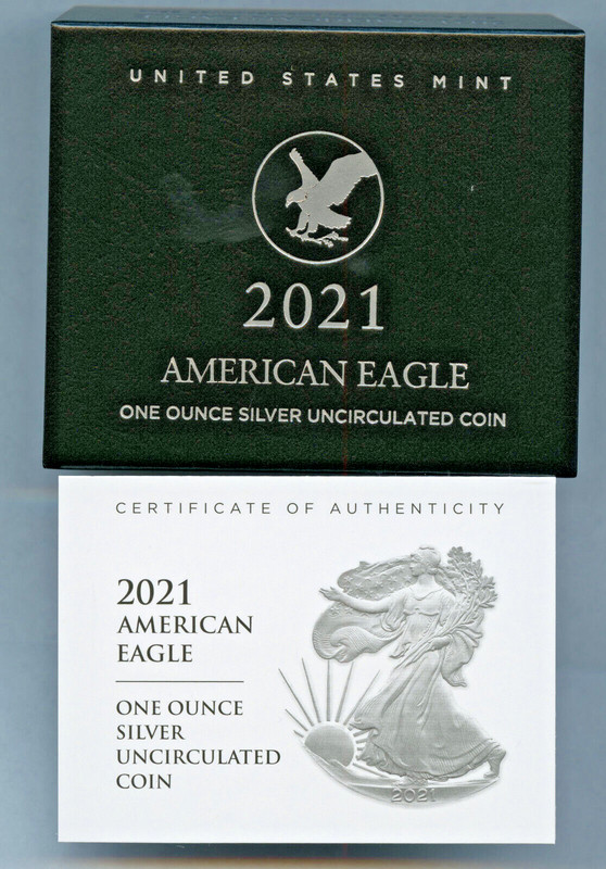 2021 W American Silver Eagle Dollar Burnished  21EGN Type 2 in OGP / COA
