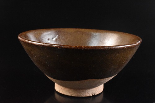 T6766: Chinese Brown glaze TEA BOWL Tenmoku chawan utensils used in Senchado