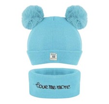 Winter Warm Toddler Kids Beanie Balaclava Cap  Scarf Set Girl Boy Baby Knit Hat