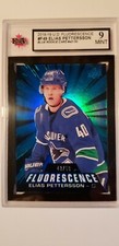 Elias Pettersson 2018-19 Fluorescence Blue #43/50 Rookie Hockey Card Graded 9!!!