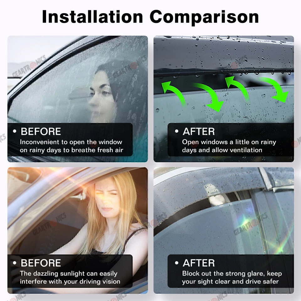 For 2013-2017 Honda Accord Sedan Smoke Window Visor Vent Rain Guards Deflector - Image 4 of 4