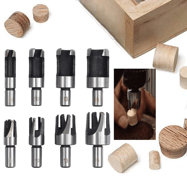 8PCS Wood Plug Cutter Cutting Tool Drill Bit Set 6/10/13/16mm