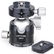 Low Profile Camera Tripod Head 40mm Aluminium Panoramic Ball Head 44lbs/20kg