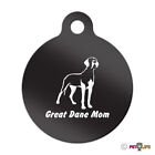 Great Dane Mom Engraved Keychain Round Tag w/tab German Mastiff v2 Many Colors