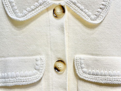 Sezane Women's Hand-crocheted Lace Knit Cardigan Jacket Short Top - Picture 18 of 25