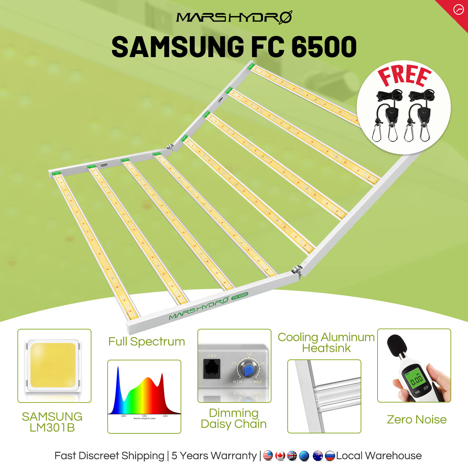 Mars Hydro FC 6500 Led Grow Light SamsungLM301B Commercial Greenhouse  Indoor Kit
