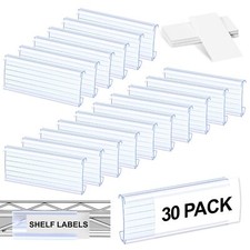 30 Pcs Plastic Shelf Label Holders Wire Rack Label Clip for 1-1/4 Inch Shelves