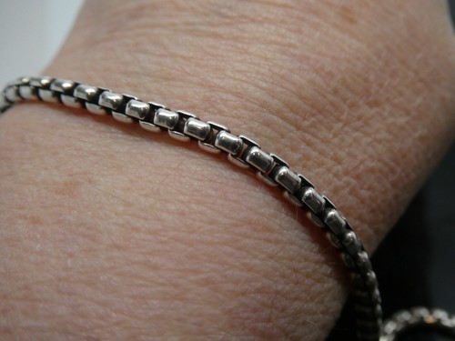 DAVID YURMAN Sterling Silver 925 Box Chain 3.5mm Bracelet Size 7.5" - Picture 2 of 6