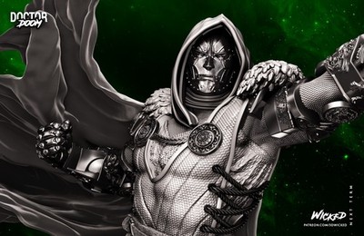 Dr. Doom, Marvel, 1/4-1/24, Sculpture, Figur, Unbemalt, 3D-Druck, Wicked