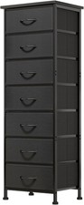 Black Tall Skinny Dresser for Bedroom, Narrow Storage Dresser Organizer with 7 F