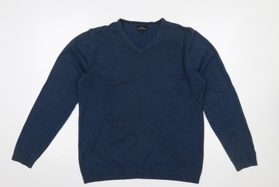 Next Herren Pullover Pulli blau V-Ausschnitt Medium Baumwollmischung
