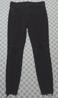 American Eagle Dream High Rise Distressed Raw Hem Jegging Black Women's 6 Short